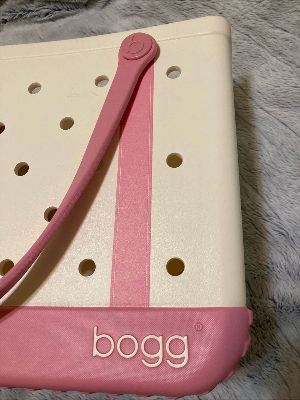 Bogg bag Tote in Cream with Pink Trim - baby bogg bag - Picture 3 of 3